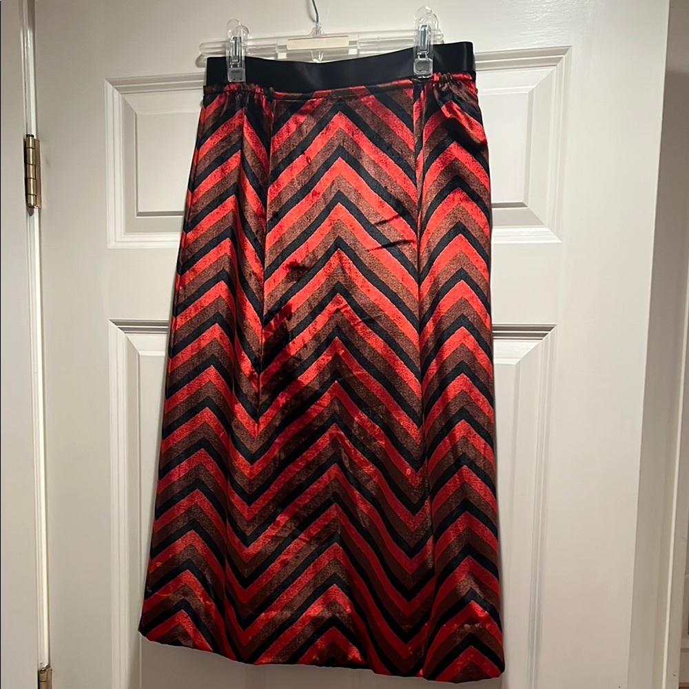 Marc Jacob’s Chevron Patterned Red and Black Velvet Skirt